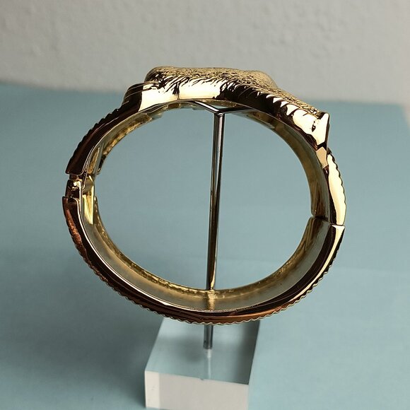 WESTERN GLAM  Y2k Mustang Horse Hinged Cuff Bangle Clamper Bracelet White… - Picture 6 of 9